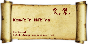 Komár Nóra névjegykártya